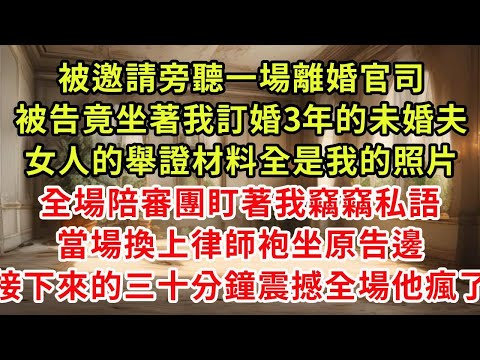 被邀請旁聽一場離婚官司，被告竟坐著我訂婚3年的未婚夫，女人的舉證材料全是我的照片，全場陪審團盯著我竊竊私語，當場換上律師袍坐原告邊，接下來的三十分鐘震撼全場他瘋了#復仇 #逆襲 #爽文